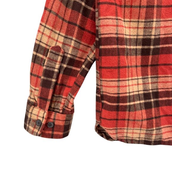 LL Bean Chamois Cloth Flannel Shirt Mens Red Plaid Long Sleeve Heavyweight Sz M - Picture 10 of 10